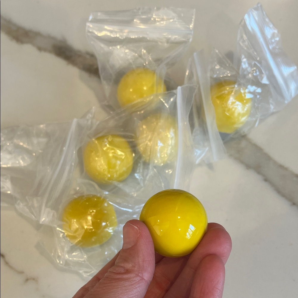 Glossy Yellow Porcelain Knobs / Handles - Set of 6
